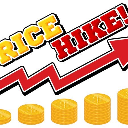 Price hike with red arrow going up illustration